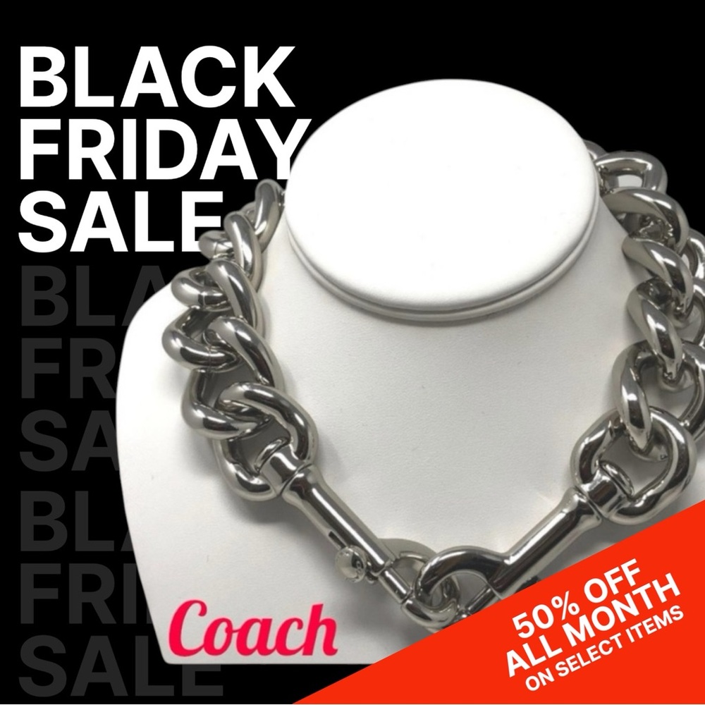 Coach silver tone chain link necklace approximately 17” EUC